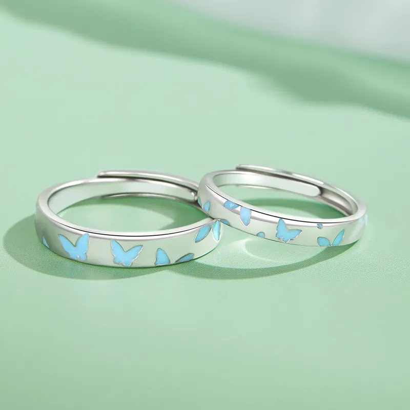 Lao Feng Xiang S925 Sterling Silver Ring Pair Unisex-3