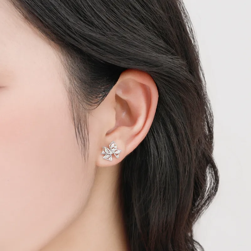 Lao Feng Xiang S925 Sterling Silver Stud Earrings For Women's Women's-4
