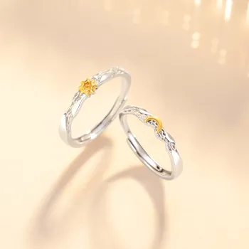 Lao Feng Xiang S925 Silver Ring Pair Unisex