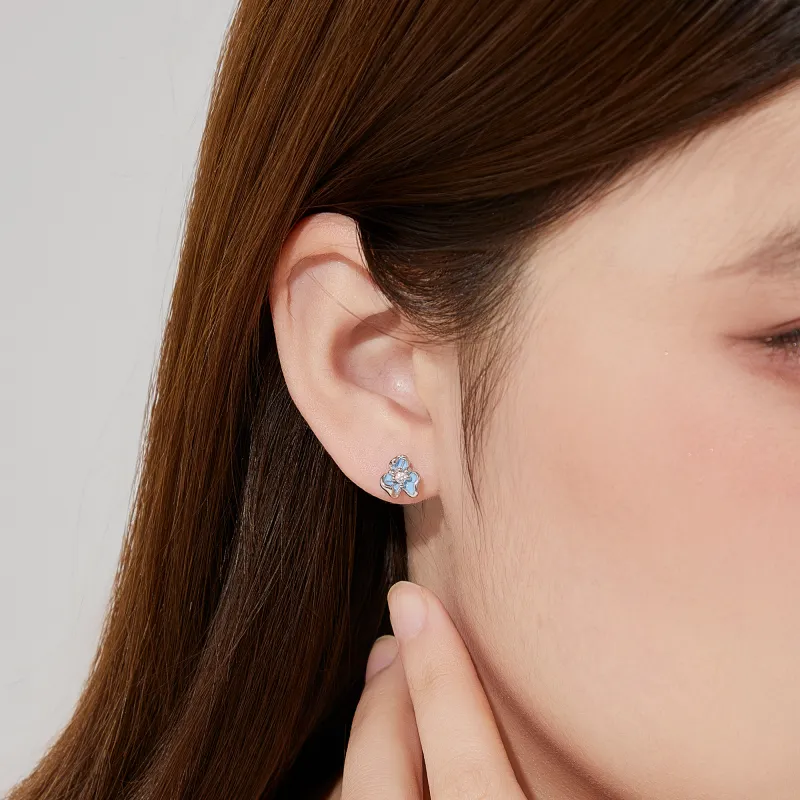Lao Feng Xiang S999 Silver Stud Earrings For Women's Women's-6