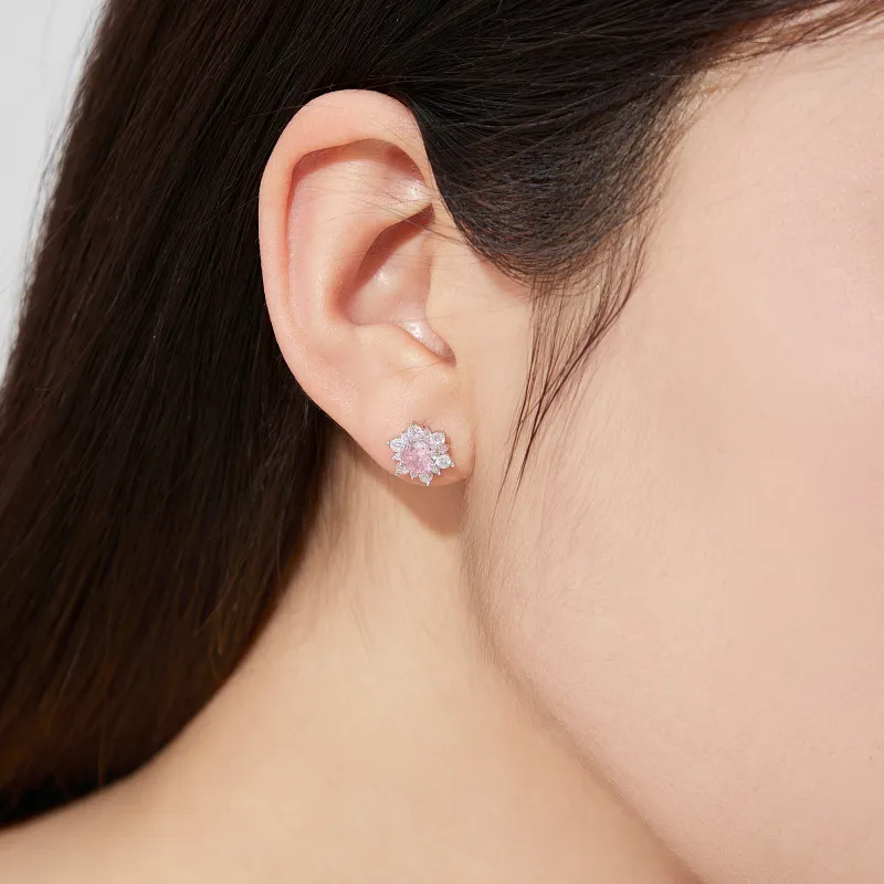 Lao Feng Xiang 925 Sterling Silver Stud Earrings Women's-3