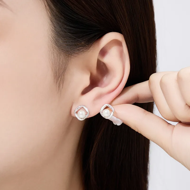 Lao Feng Xiang 999 Fine Silver Stud Earrings Women's-6