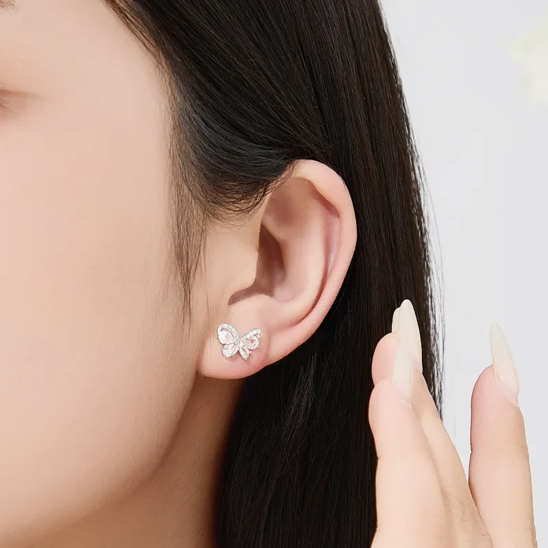 Lao Feng Xiang S925 Silver Stud Earrings Women's-3