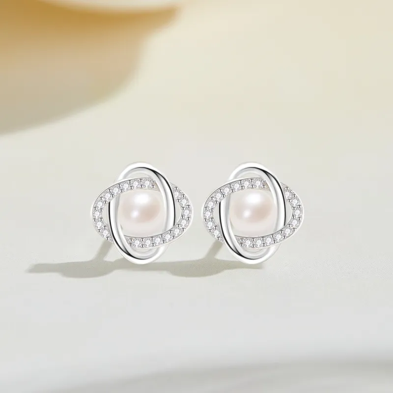 Lao Feng Xiang Pearl Stud Earrings Women's-1