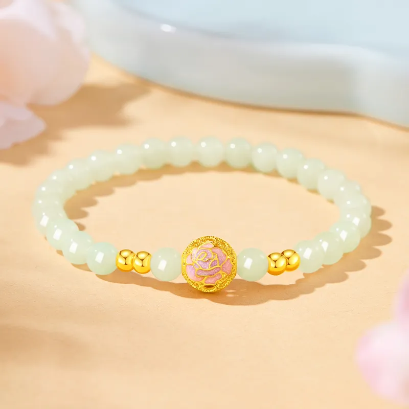 Lao Feng Xiang Bracelets Pale Greenish White Jade Women's-1