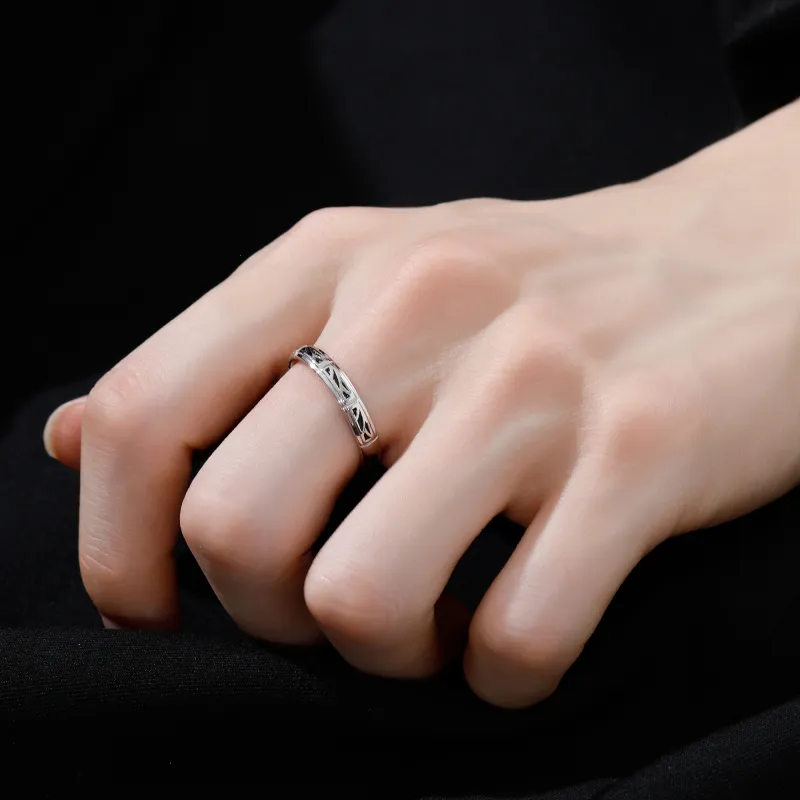 Lao Feng Xiang S999 Silver Ring Pair Unisex-6