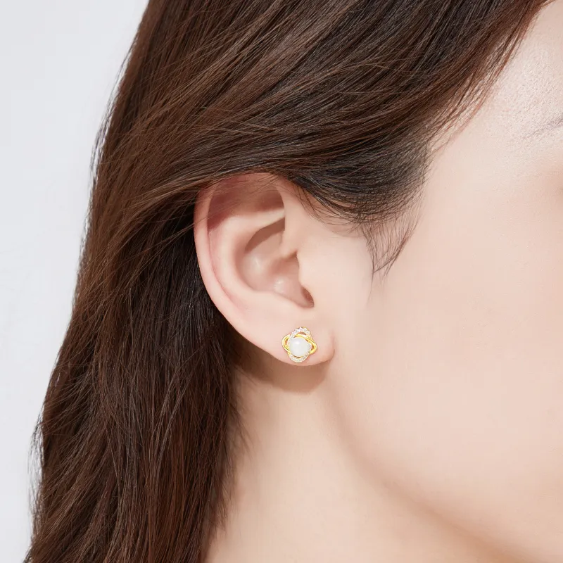 Lao Feng Xiang Pearl Stud Earrings Women's-6
