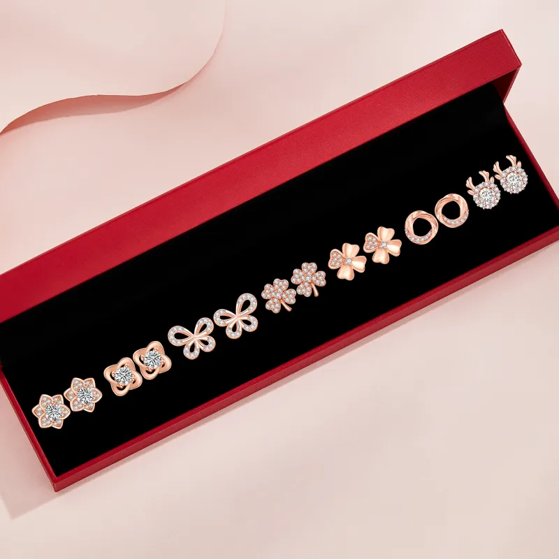 Lao Feng Xiang S925 Silver Stud Earrings Women's-2