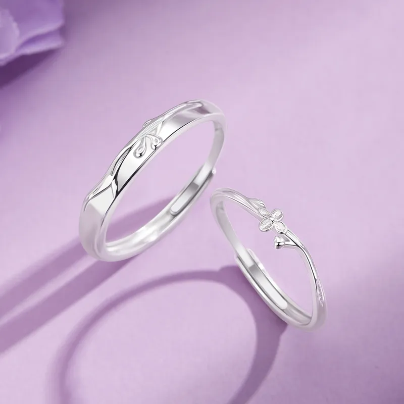 Lao Feng Xiang S925 Silver Ring Pair Unisex-6