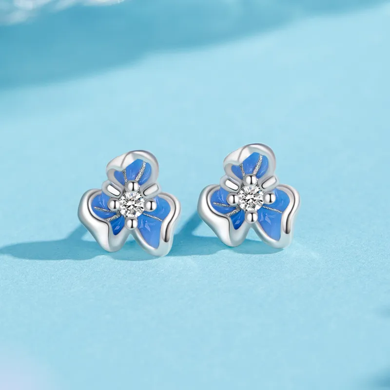 Lao Feng Xiang S999 Silver Stud Earrings For Women's Women's-3