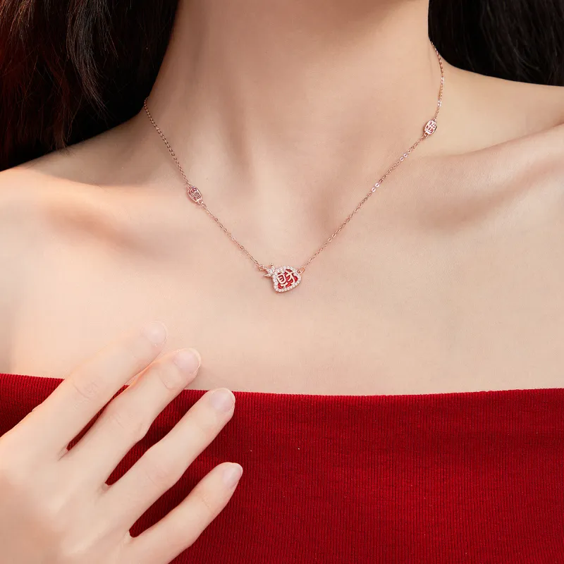 Lao Feng Xiang S999 Fine Silver Necklaces Women's-4