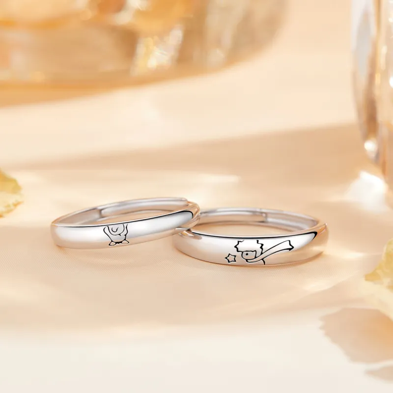 Lao Feng Xiang S999 Fine Silver Ring Pair Unisex-12