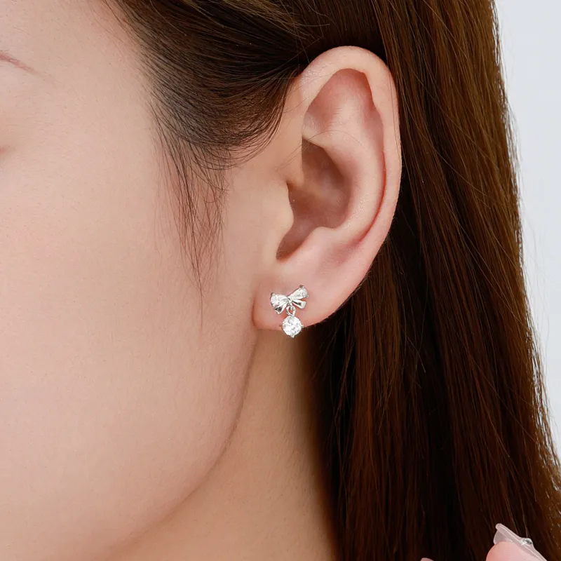 Lao Feng Xiang 999 Fine Silver Stud Earrings Women's-2