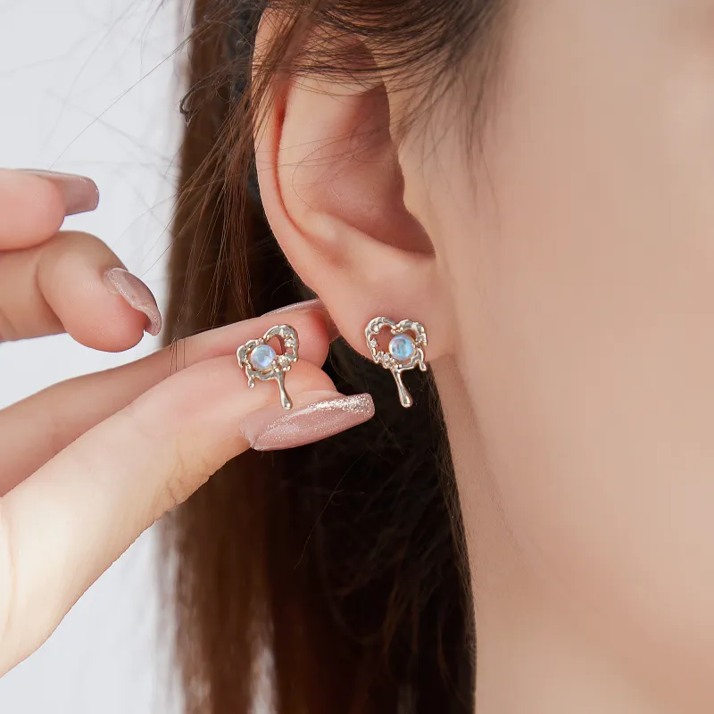 Lao Feng Xiang S925 Sterling Silver Stud Earrings, Women's Birthstone Women's-2