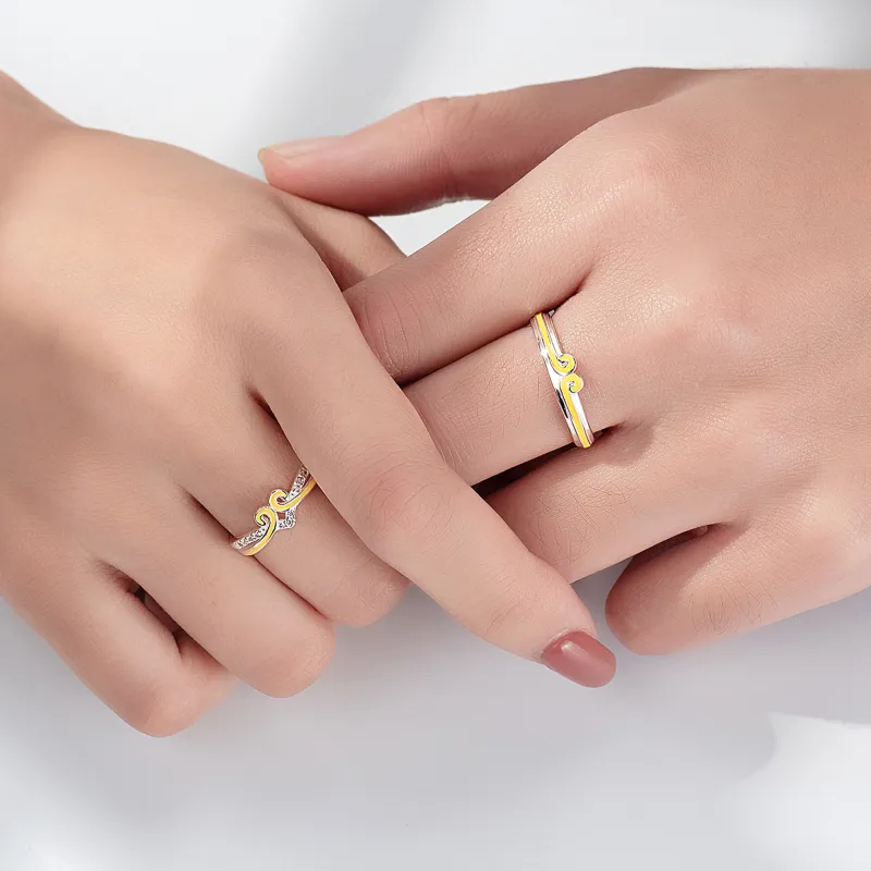 Lao Feng Xiang 925 Sterling Silver Ring Pair Unisex-4