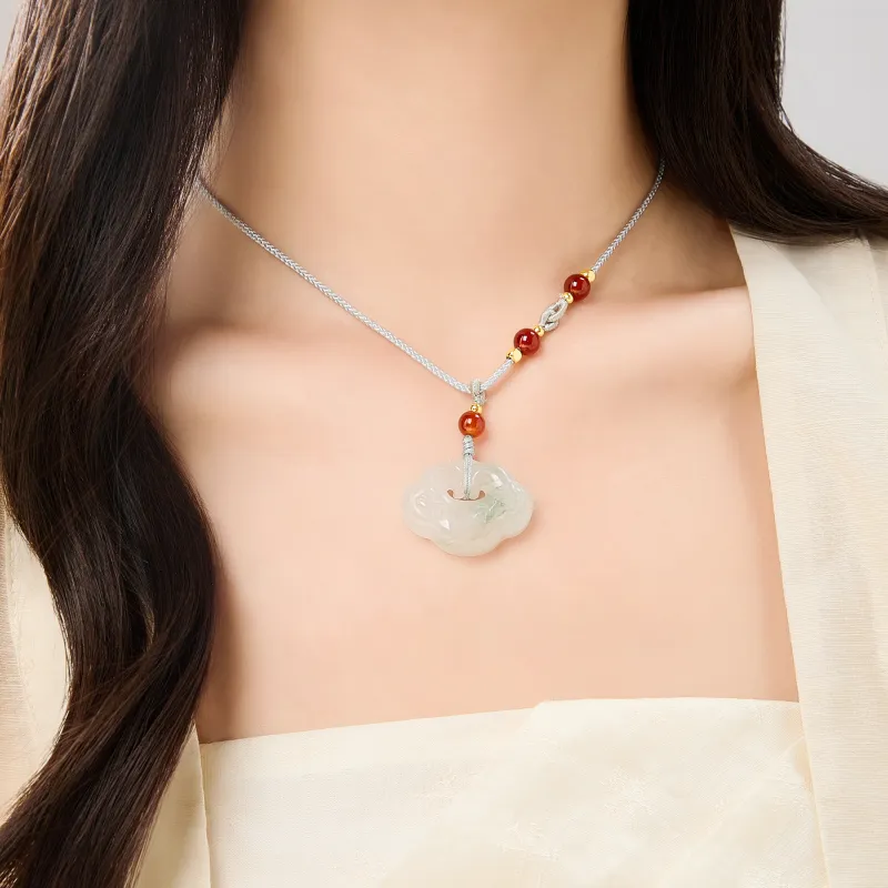 Lao Feng Xiang Natural Tianshan Jade Necklaces Women's-2
