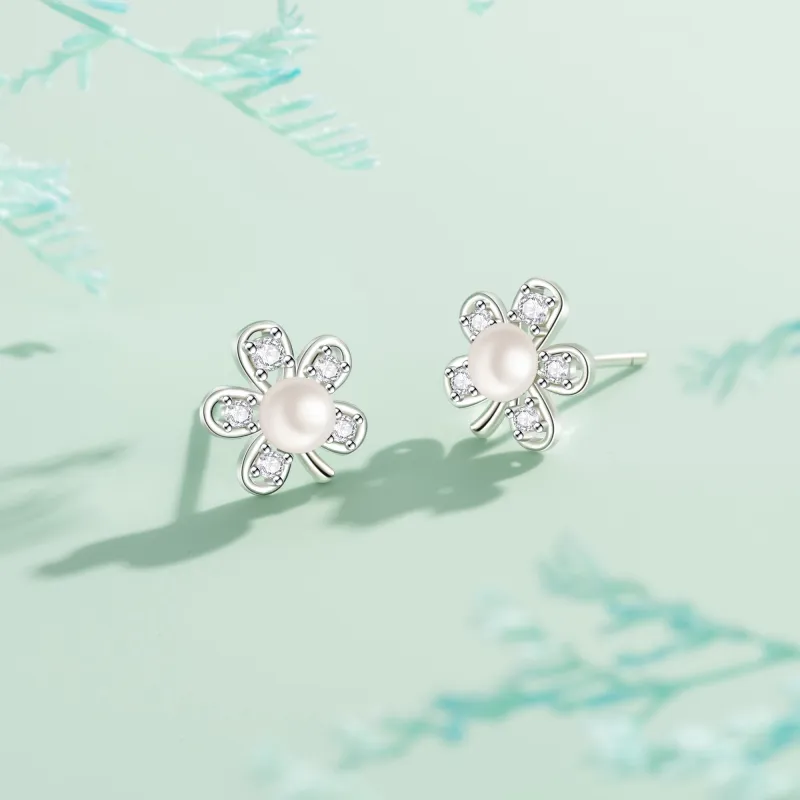 Lao Feng Xiang Pearl Stud Earrings Women's-4