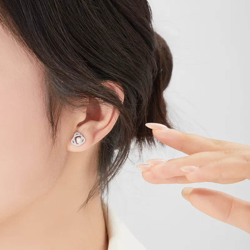 Lao Feng Xiang Pearl Stud Earrings Women's-5