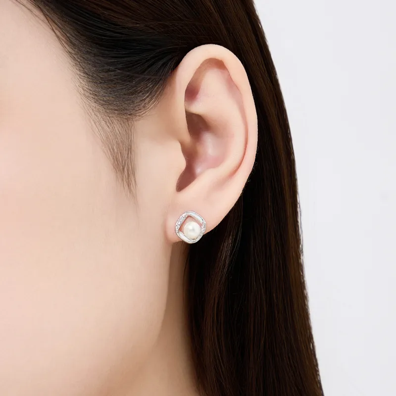 Lao Feng Xiang 999 Fine Silver Stud Earrings Women's-2