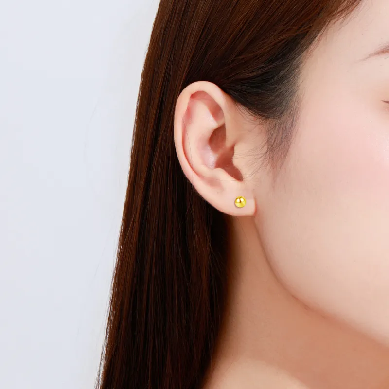 Lao Feng Xiang 999 Fine Silver Stud Earrings Women's-2