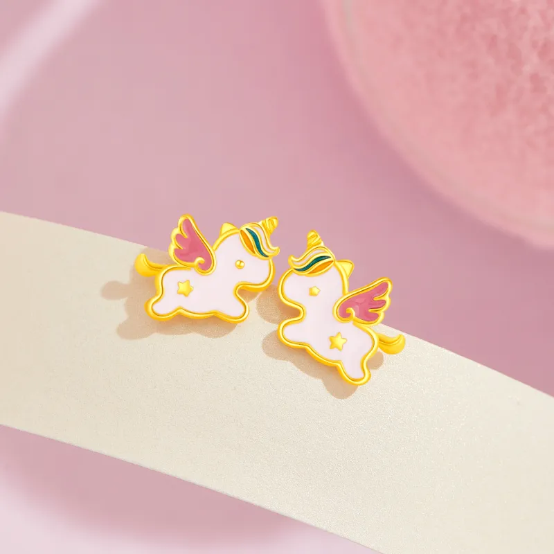 Lao Feng Xiang S925 Silver Stud Earrings Women's-5