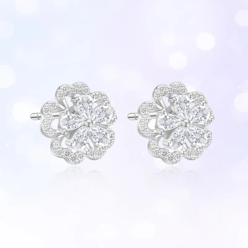 Lao Feng Xiang S925 Silver Stud Earrings Women's-5