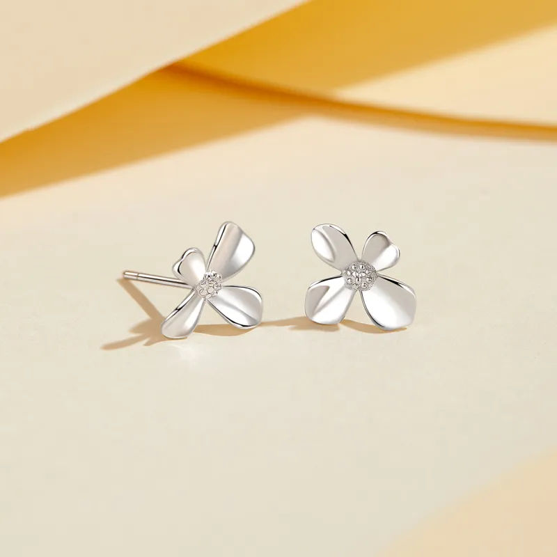 Lao Feng Xiang S925 Silver Pair Of Stud Earrings Women's Good Luck-3