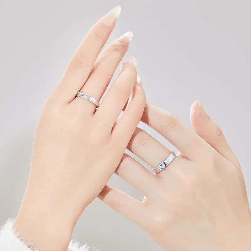 Lao Feng Xiang S925 Sterling Silver Ring Pair Unisex-2