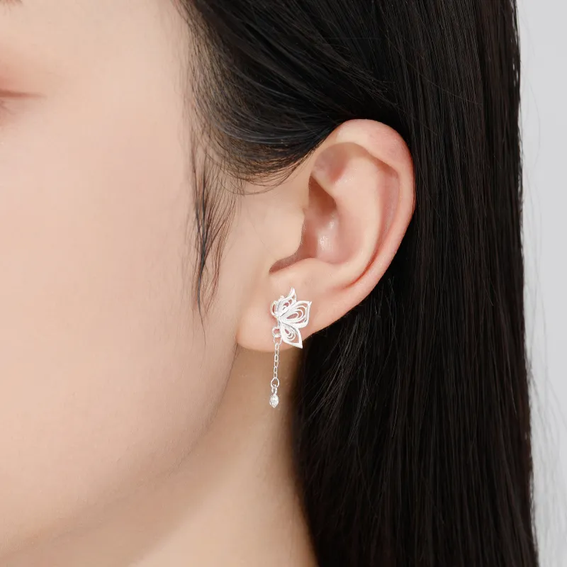 Lao Feng Xiang 999 Fine Silver Earrings Women's-2