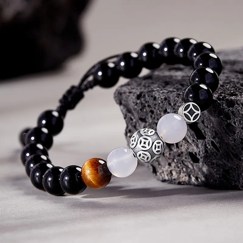 Lao Feng Xiang Natural Obsidian Bracelets Unisex-3