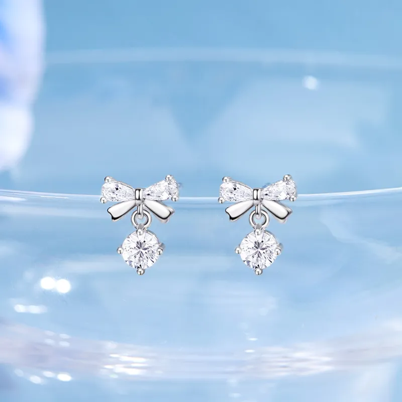 Lao Feng Xiang 999 Fine Silver Stud Earrings Women's-3