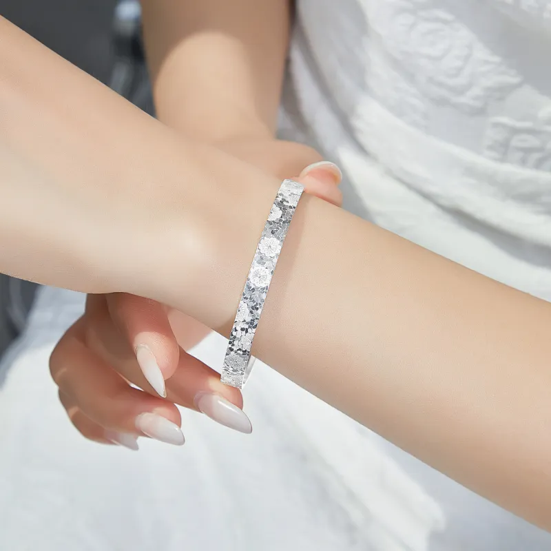 Lao Feng Xiang 999 Fine Silver Sterling Silver Bangle For Women's Women's-5