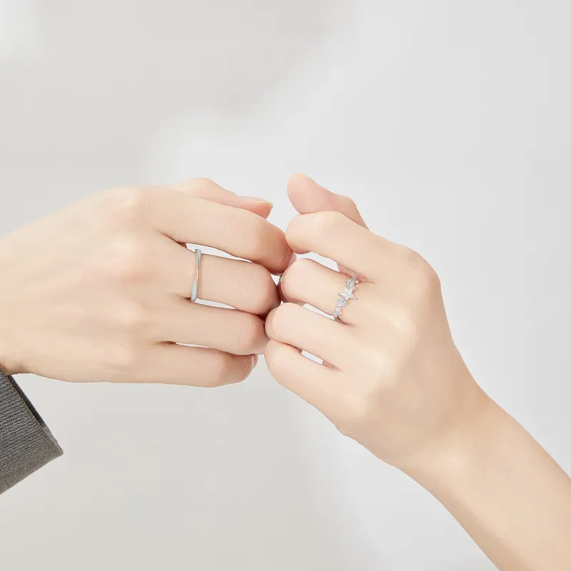 Lao Feng Xiang S999 Silver Ring Pair Unisex-4