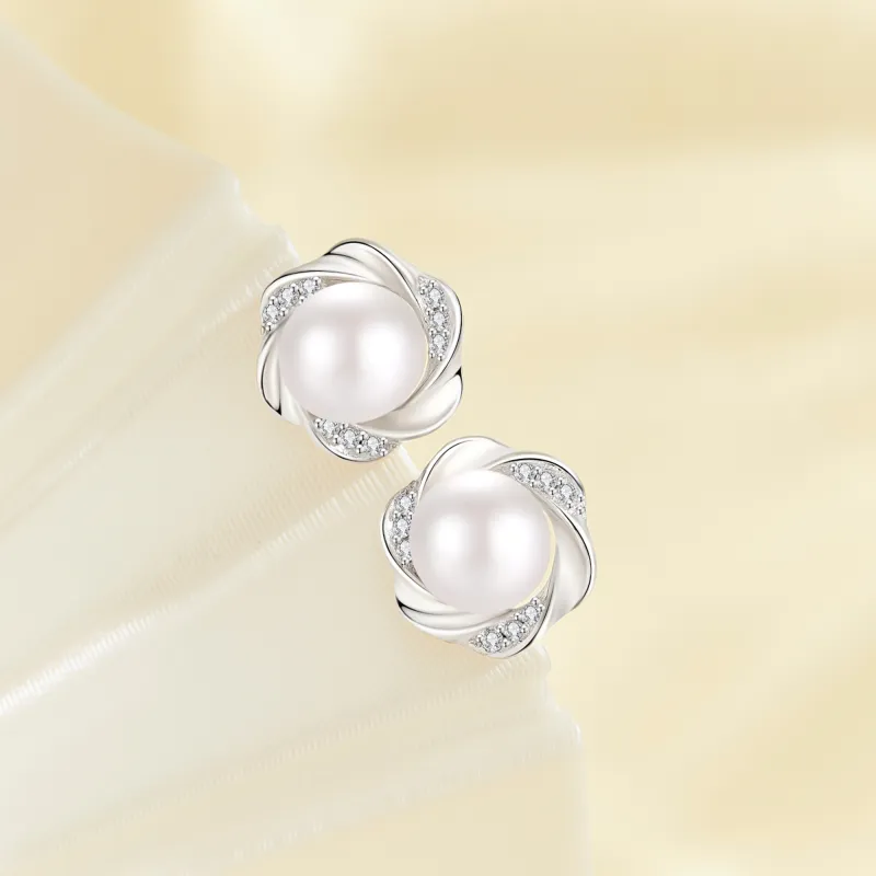 Lao Feng Xiang Pearl Stud Earrings Women's-5