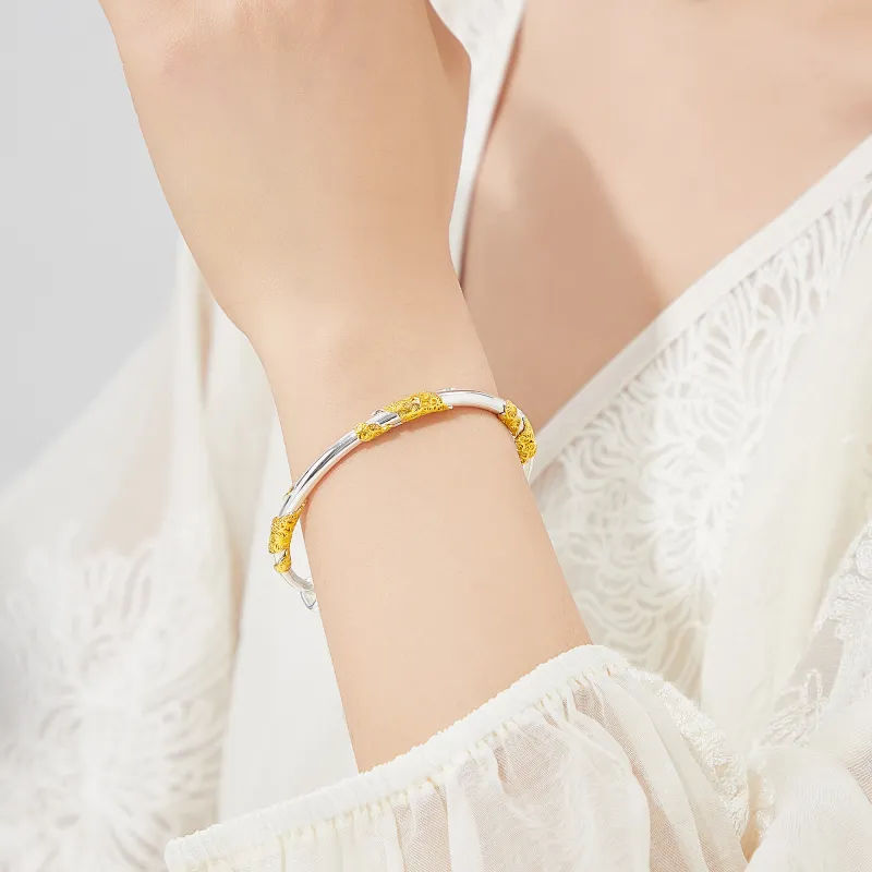 Lao Feng Xiang S999 Fine Silver Bangles Women's-2