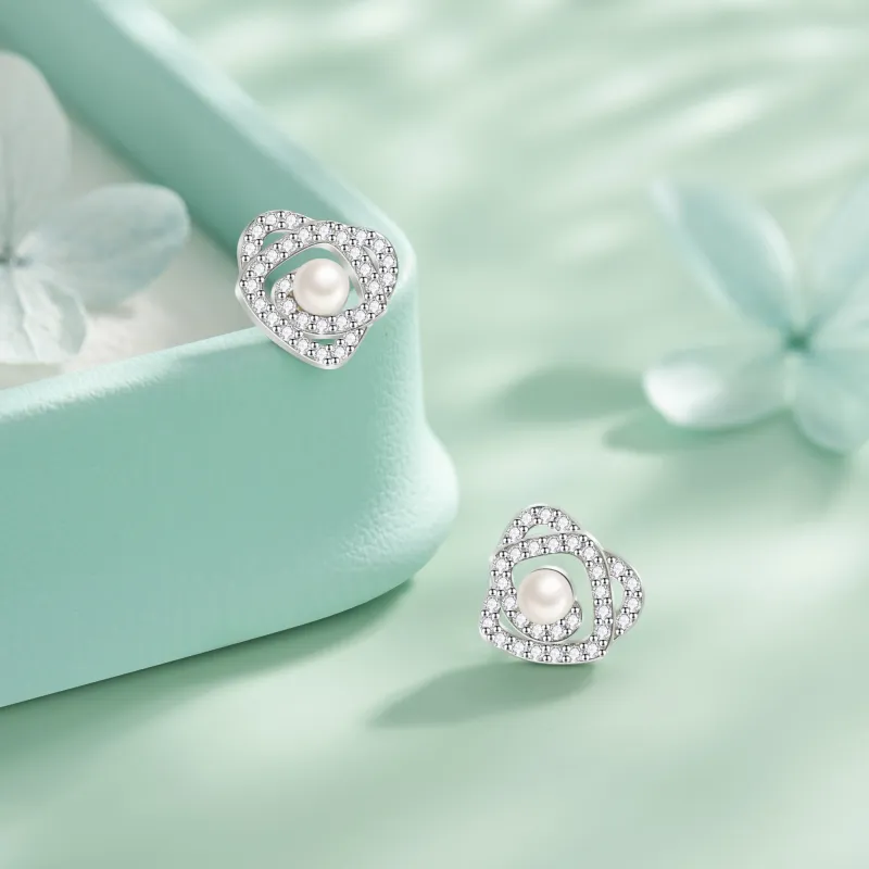 Lao Feng Xiang Pearl Stud Earrings Women's-3
