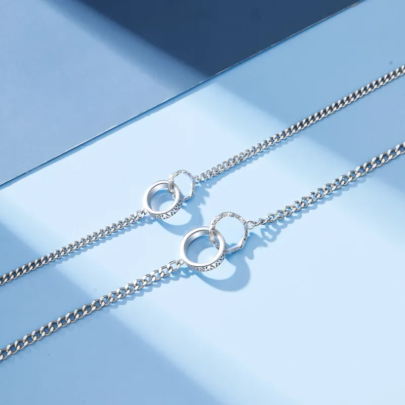 Lao Feng Xiang S925 Silver Bracelet Pair Unisex Silver-7