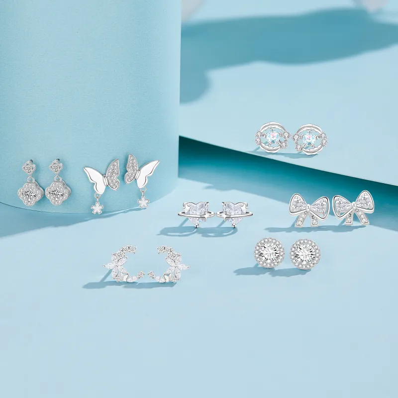 Lao Feng Xiang S999 Silver Sterling Silver Stud Earrings Women's-5