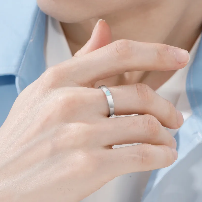 Lao Feng Xiang S925 Silver Ring Pair Unisex-4