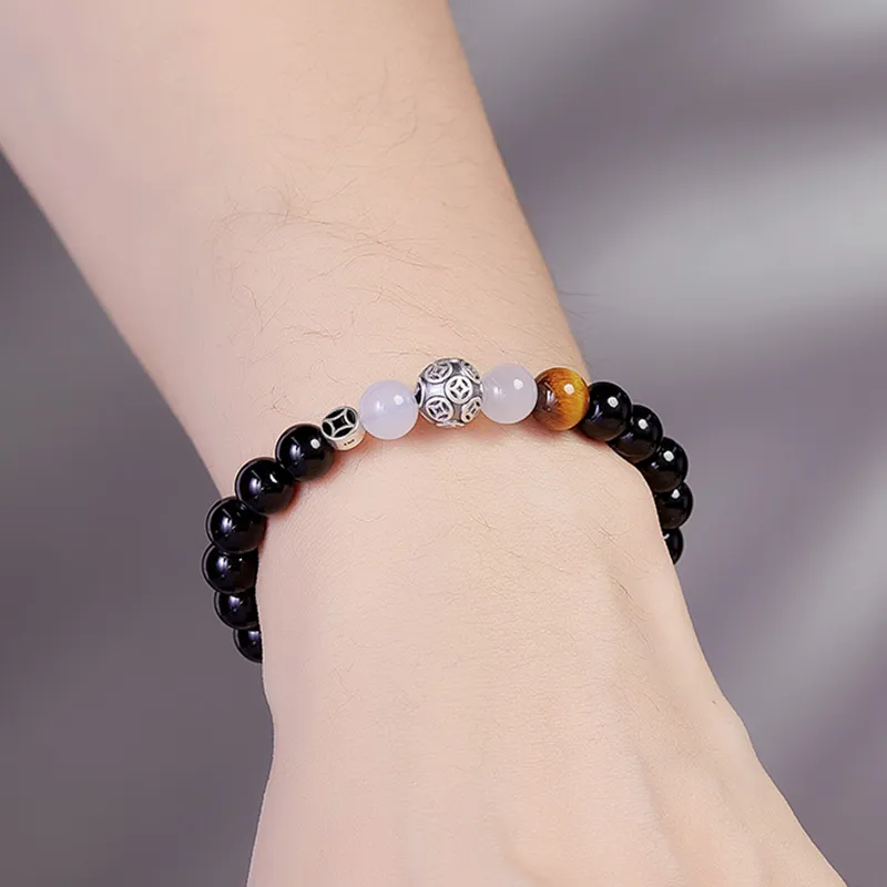 Lao Feng Xiang Natural Obsidian Bracelets Unisex-4