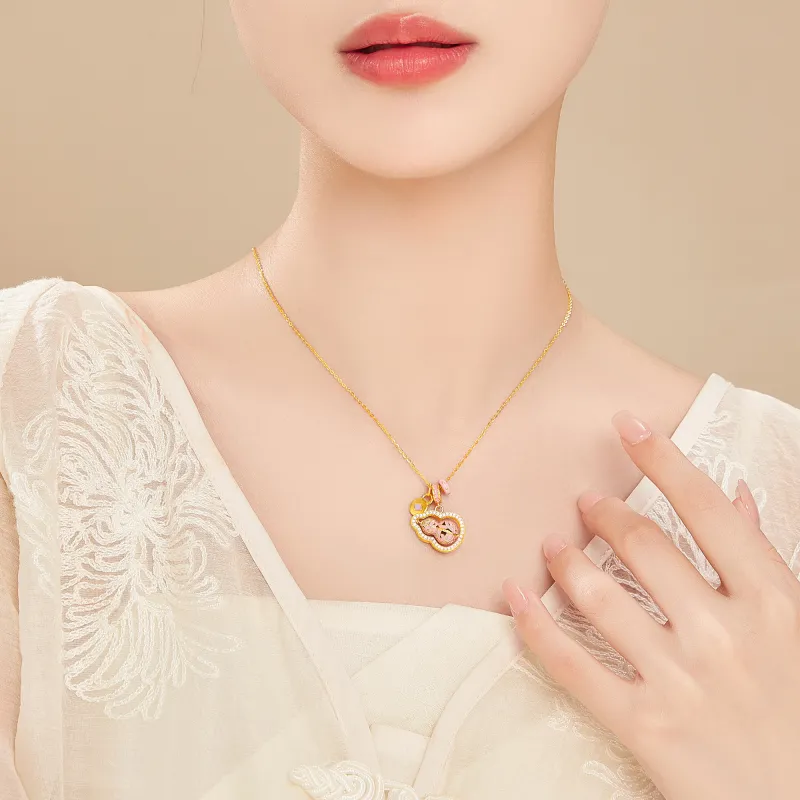 Lao Feng Xiang S925 Silver Necklaces Women's-5