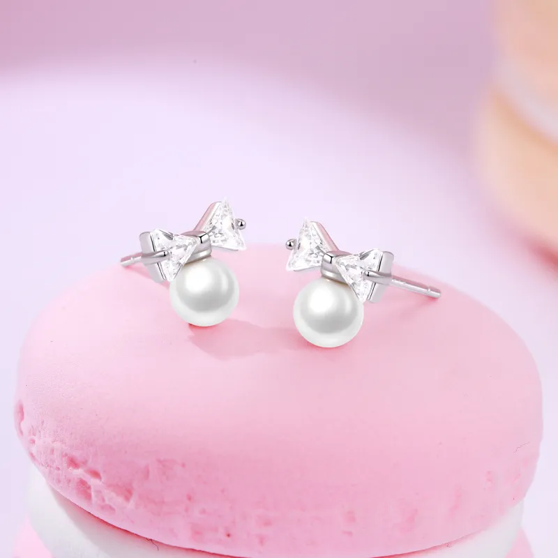 Lao Feng Xiang S925 Silver Stud Earrings Women's-3