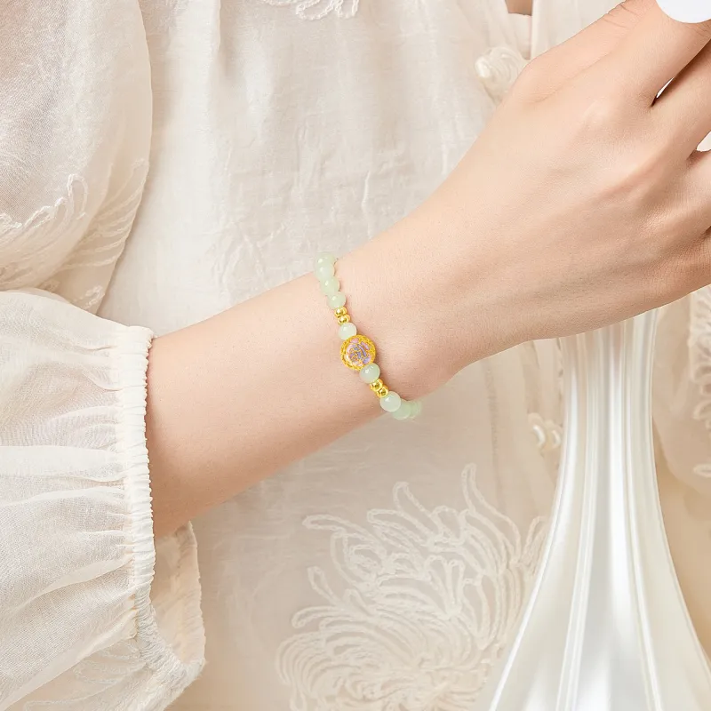 Lao Feng Xiang Bracelets Pale Greenish White Jade Women's-4