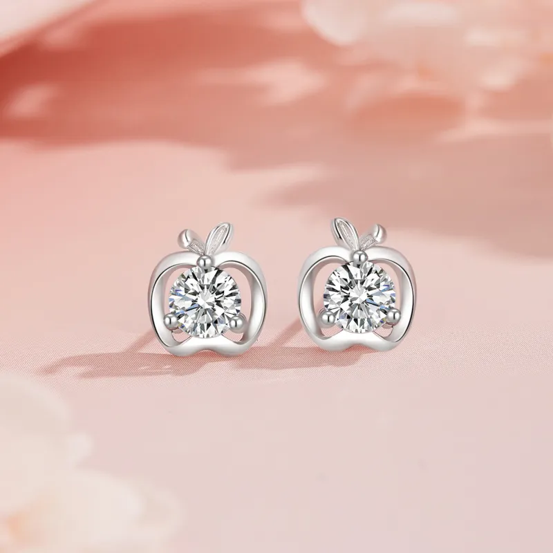Lao Feng Xiang S999 Silver Sterling Silver Stud Earrings Women's-3
