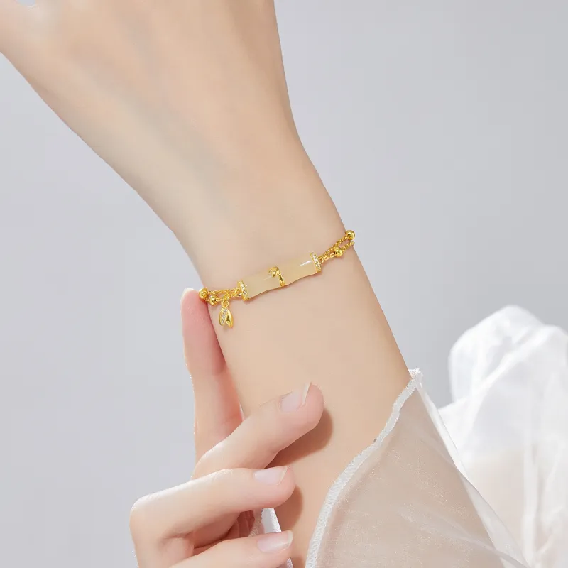 Lao Feng Xiang Hetian Jade Bracelets Pale Greenish White Jade Women's-6