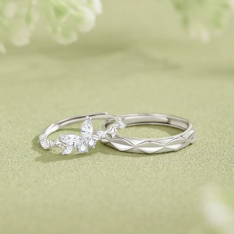 Lao Feng Xiang S925 Silver Ring Pair Unisex-3