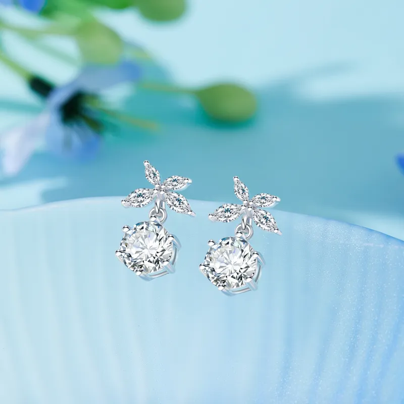 Lao Feng Xiang S999 Silver Earrings Women's-1