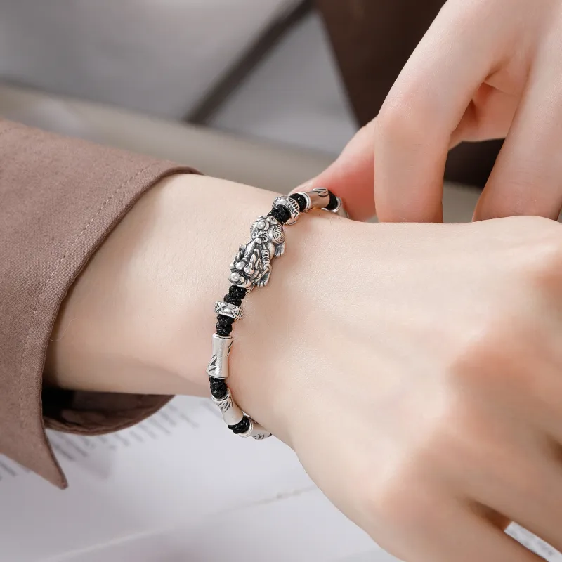 Lao Feng Xiang S999 Fine Silver Pure Silver Bracelets Men's-2