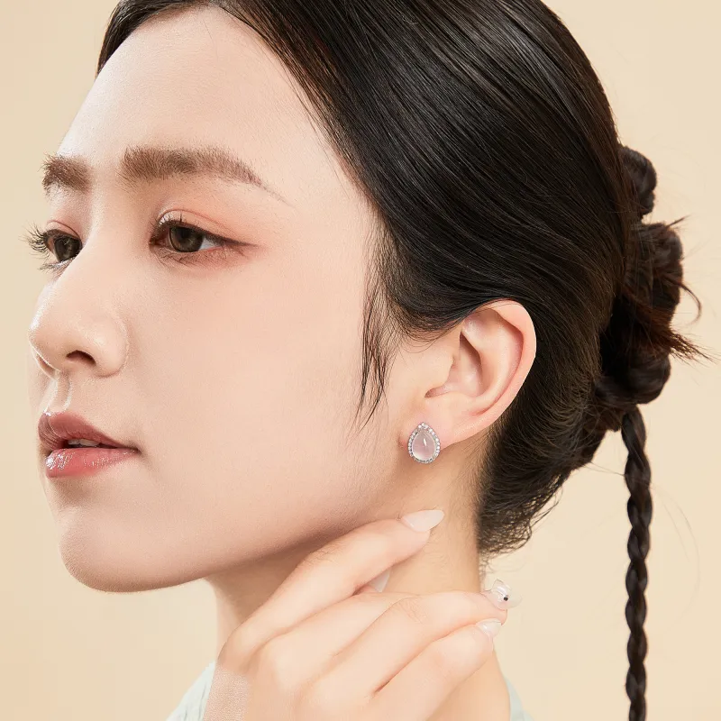 Lao Feng Xiang S925 Silver Stud Earrings Women's-1