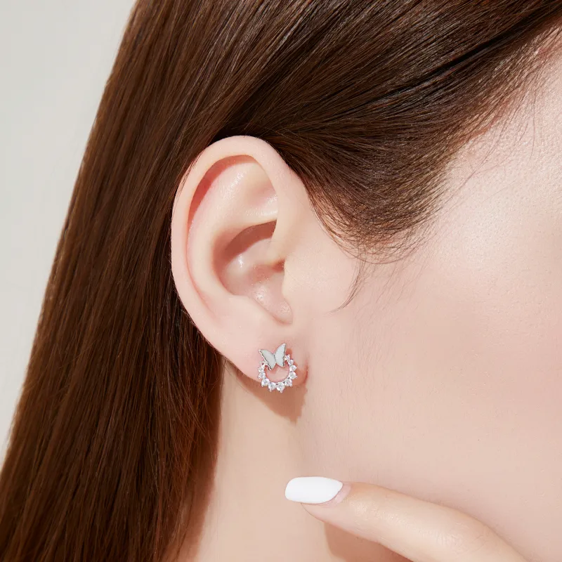 Lao Feng Xiang 925 Sterling Silver Stud Earrings Women's-5